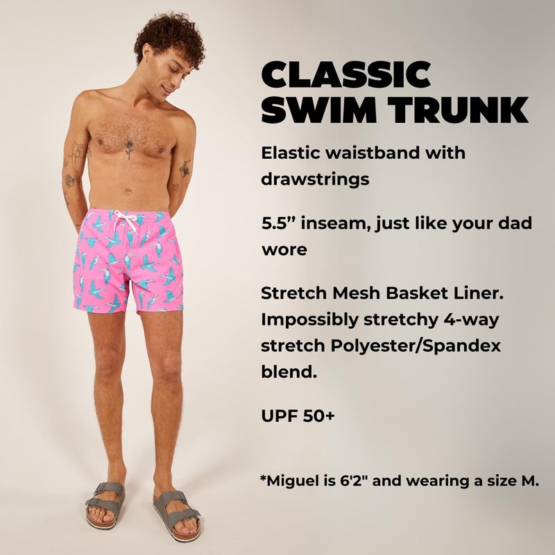 Chubbies Mens Swim Trunks â€“ Mens Swim Shorts with 4-Way Stretch, 5.5â€ Beach Shorts with Elastic Waist, Drawstring, Mesh Lining, UPF 50+ (The Toucan Do Its, Medium) - Image 3
