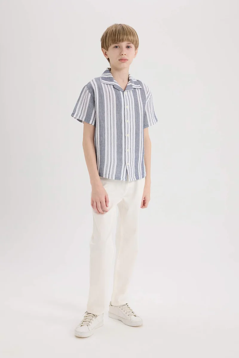 ديفاكتو Boy Oversize Polo Neck Short Sleeve Shirt