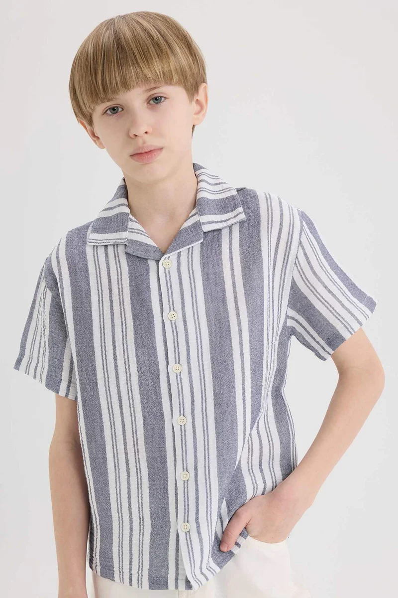 ديفاكتو Boy Oversize Polo Neck Short Sleeve Shirt