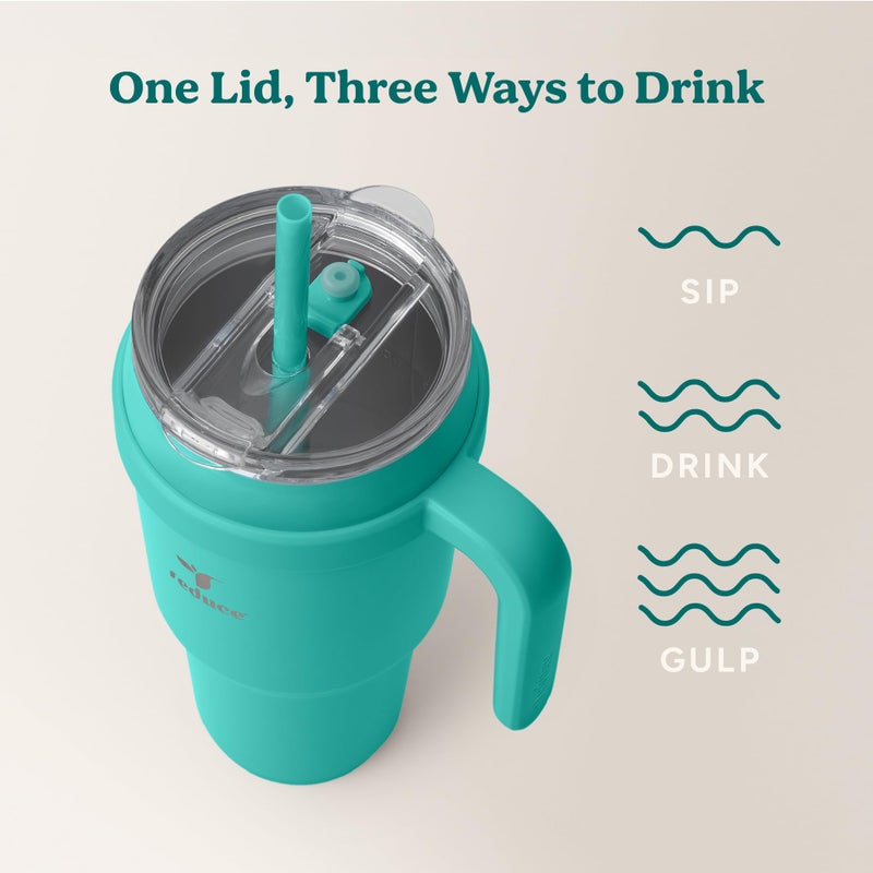 Reduce 40 oz Stainless Steel Tumbler with Handle - Dual-Wall Vacuum Insulated Travel Mug  Sweat-Proof Lid & Reusable Straw - Keeps Drinks Cold for 24 Hrs  Fits Cupholders  Dishwasher Safe-Ocean Breeze - Image 4