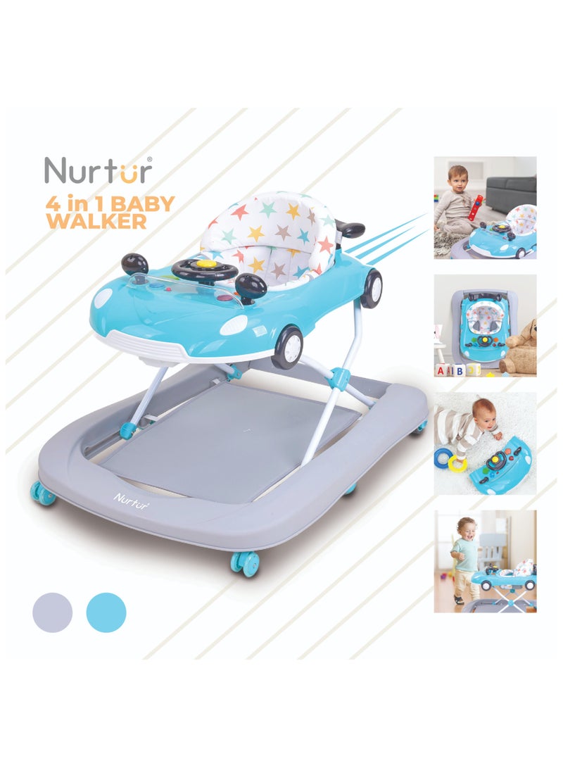 Nurtur 4 In 1 Baby Multi Walker-rocking Function- Music - 5 Height Adjustment- feeding table, car mould, easy fold - Multi - Image 1