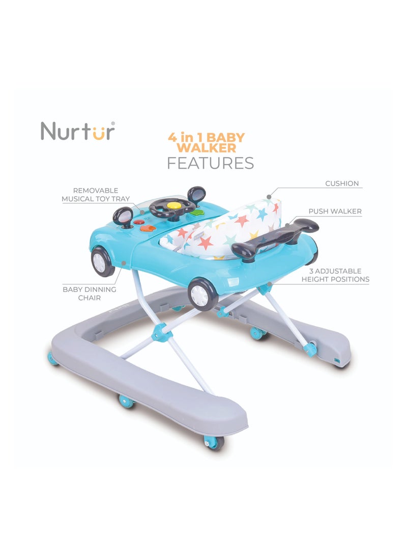 Nurtur 4 In 1 Baby Multi Walker-rocking Function- Music - 5 Height Adjustment- feeding table, car mould, easy fold - Multi - Image 5