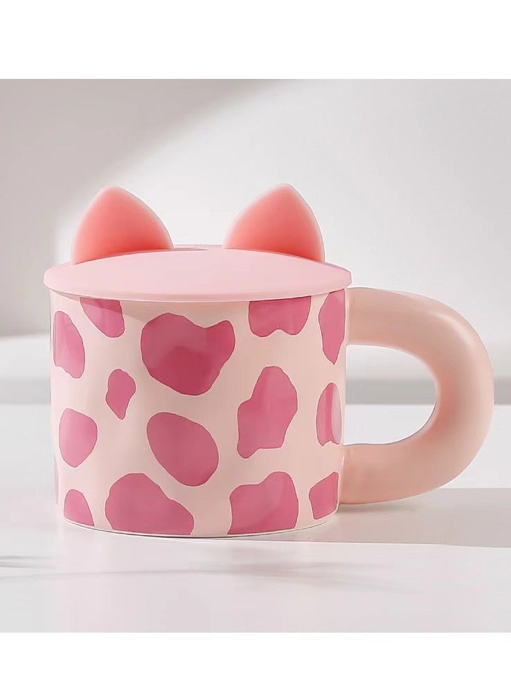 Cute Cat Coffee Mugs with Lids British Style Tea Cup, porcelain Modern Water Cup For Office And Home, Coffee Mug, Tea Cup Set with Handle, Novelty Animal Coffee Ceramic Tea Cup Set, Gifts for Women  - Image 1