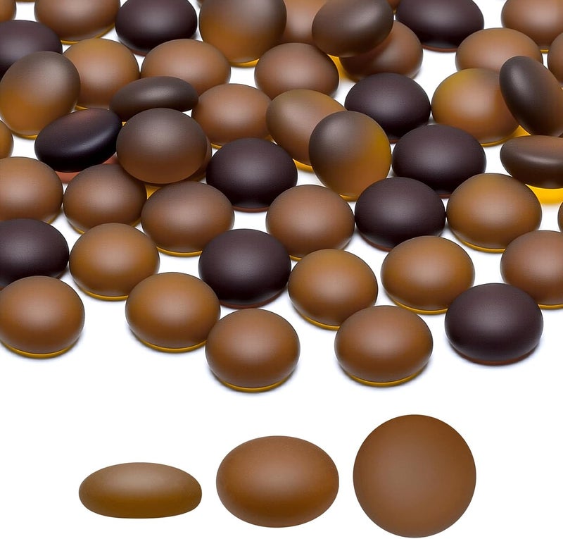 SUREAM Flat Glass Marbles, 0.8LB Dark Amber Glass Gems for Crafts, Decorative Stones for Vase Filler Aquarium Table Scatter Home Decor - Image 1