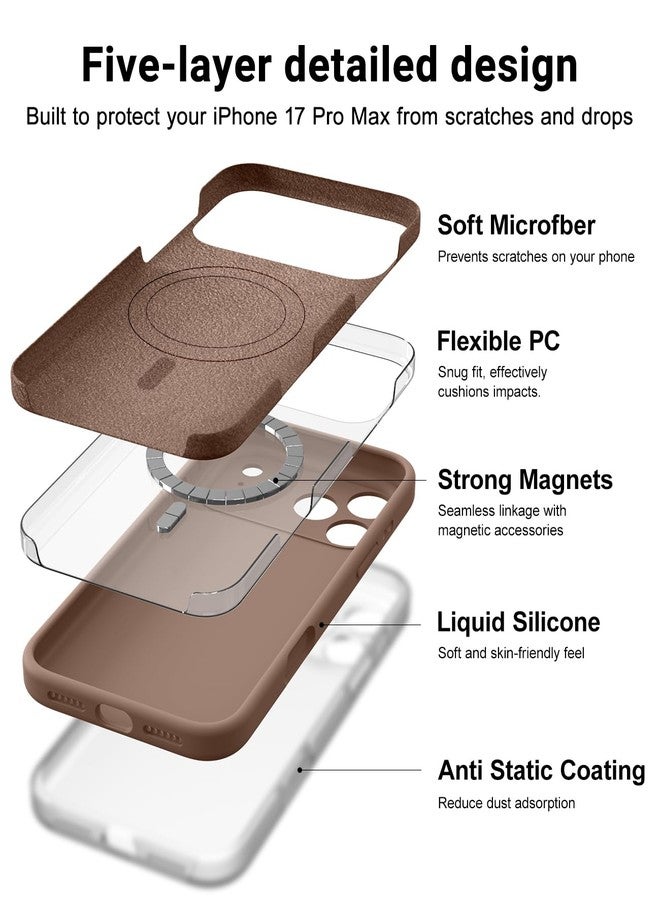 OTOFLY Magnetic for iPhone 17 Pro Max Case,Compatible with Magsafe,Classic Liquid Silicone Mobile Phone Case,Integrated Camera Control Button,Anti-Scratch Microfiber Lining, Light Brown - Image 4