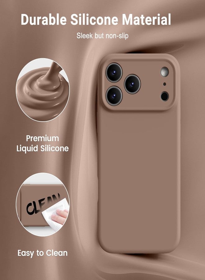 OTOFLY Magnetic for iPhone 17 Pro Max Case,Compatible with Magsafe,Classic Liquid Silicone Mobile Phone Case,Integrated Camera Control Button,Anti-Scratch Microfiber Lining, Light Brown - Image 3