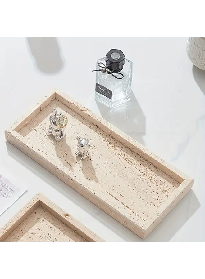 1 Piece Natural Travertine Stone Perfume Tray Beige Polished Decorative Dish For Perfume And Jewelry Elegant Vanity Tray For Bathroom Kitchen Or Coffee Table Perfume Holder Urban Theme Decor - Image 5