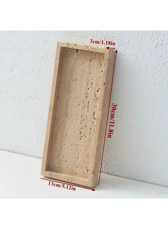 1 Piece Natural Travertine Stone Perfume Tray Beige Polished Decorative Dish For Perfume And Jewelry Elegant Vanity Tray For Bathroom Kitchen Or Coffee Table Perfume Holder Urban Theme Decor - Image 4