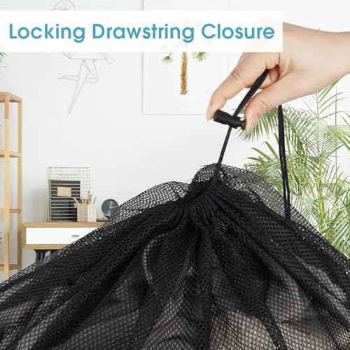 MUTMAIN Mesh laundry Bag for washing machine Large, Clothes Organizer, Foldable Mesh Laundry Bag with drawstring closure, Cloth Storage Organizer, Travel Pouch Packing Bags, (Black, Pack of 1) - Image 3