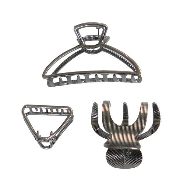 Sensory4u Metal Hair Claw Clips Variety Pack Gray
