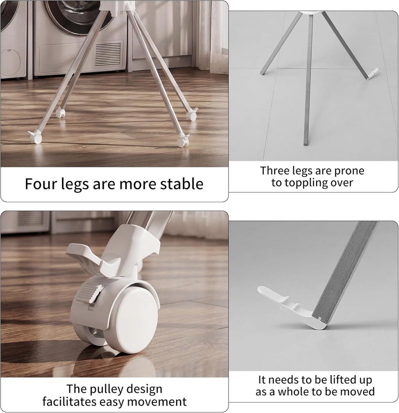 RFOUO Clothes Drying Rack Aluminum-4 Legs 16rods Single Layer, Portable Foldable Drying Rack,Space Saving Laundry Drying Rack,Drying Rack Clothing for Laundry Bedroom Household - Image 5