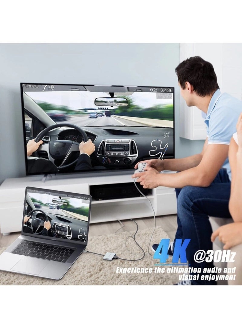 ElecMoga محول محور متعدد المنافذ رقمي من ElecMoga USB C إلى HDMI 3 في 1، بدقة 4K 30 هرتز، طاقة توصيل 100 واط، USB 3.0 - Image 2
