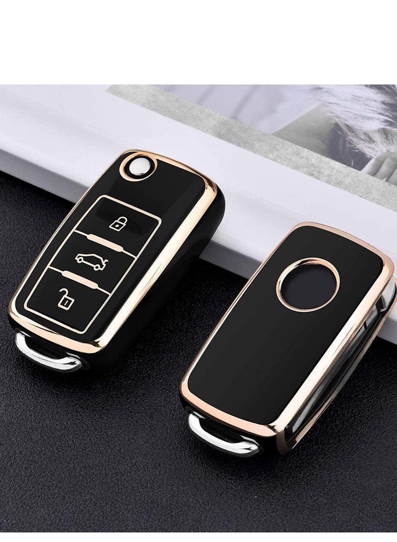 SYOSI Key Fob Cover for VW Key Fob Cover, Premium Soft TPU 360 Degree Full Protection for VW Volkswagen Jetta Beetle Tiguan Passat Golf MK6 Polo 3 Buttons - Image 3