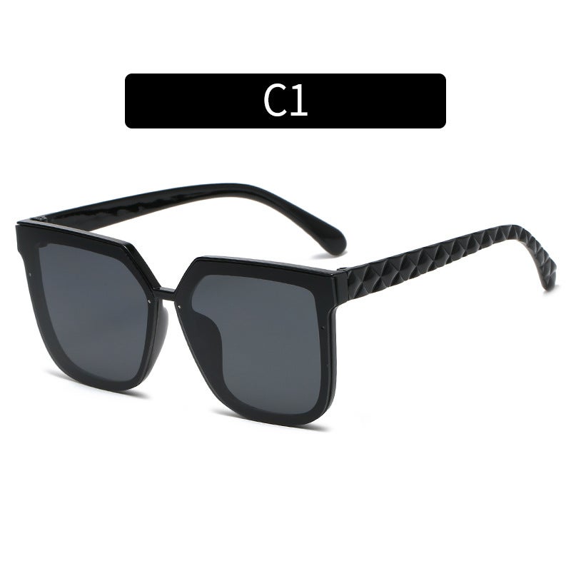 New Fashion Large Frame Ladies Sunglasses C1-bright black full Gray