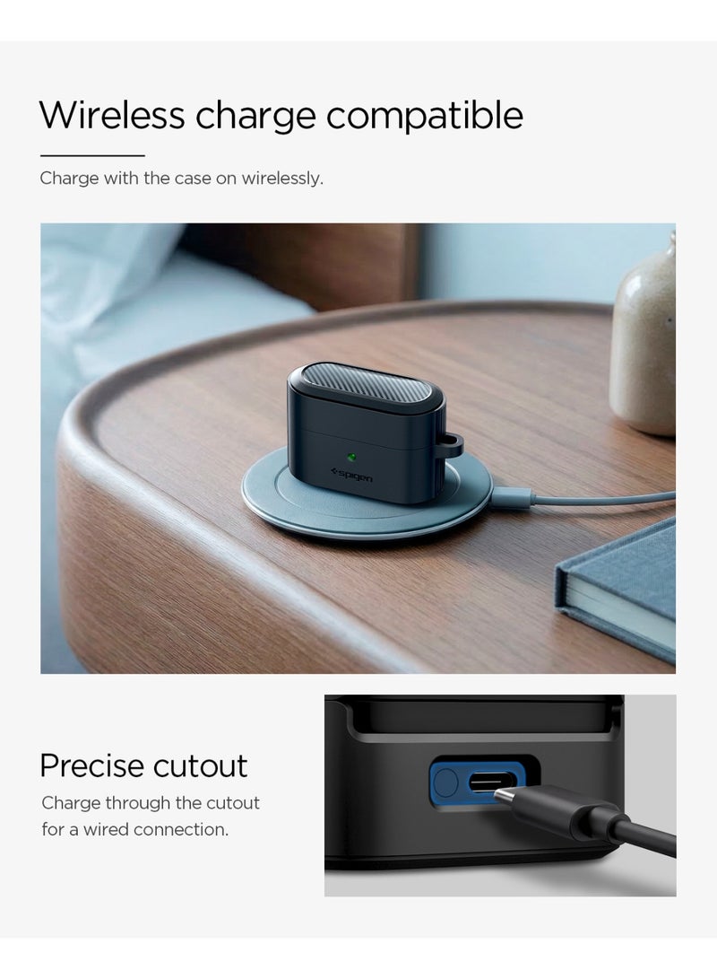 Spigen غطاء واقي صلب لسماعات سوني WF-1000XM6 مقاوم للصدمات مع كارابينر وتفاصيل من ألياف الكربون - أسود غير لامع - Image 2