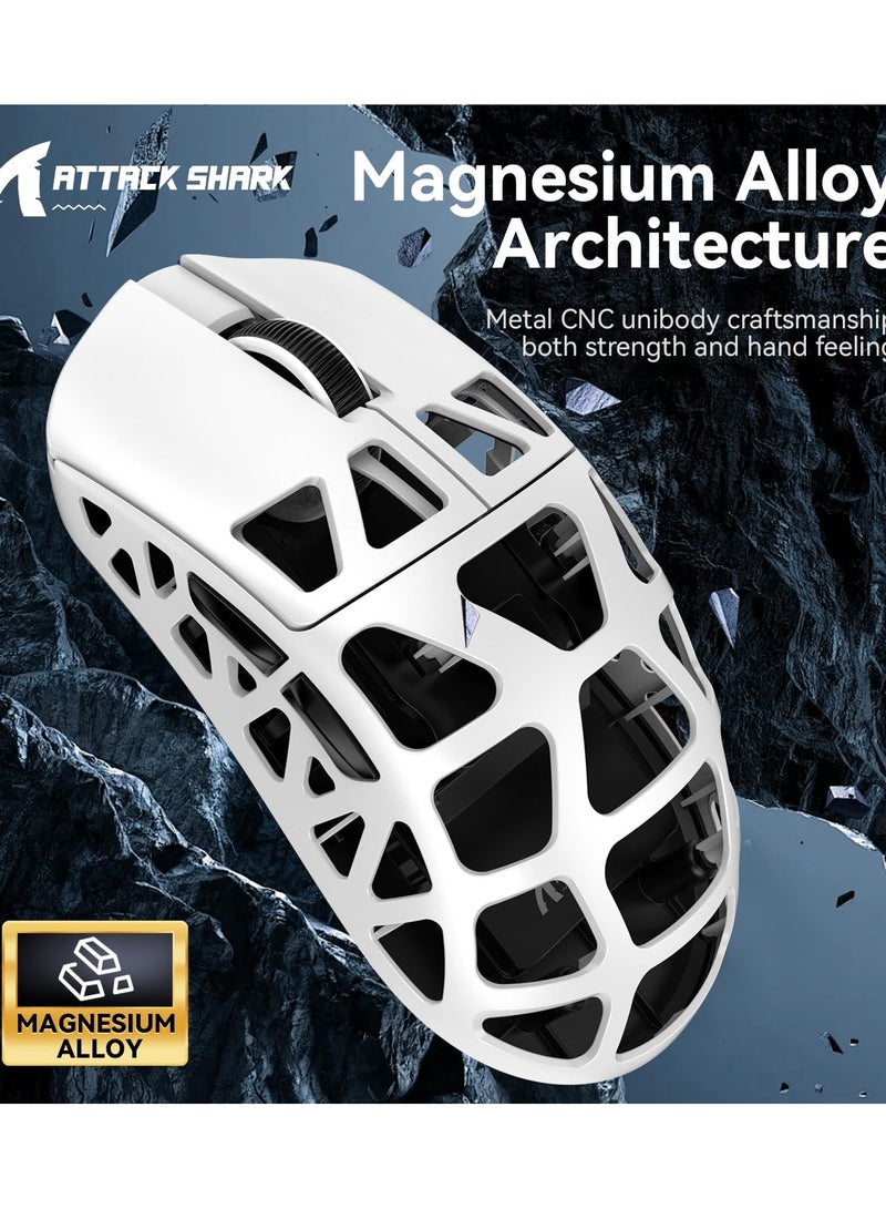Attack Shark R3 46g Superlight Magnesium Alloy Wireless Gaming Mouse, BT/2.4Ghz/Wired Computer Mouse, 8000Hz Wireless Polling Rate, PAW3395 26K DPI Sensor, Programmable Mice, PC/Laptop/Mac (White) - Image 4