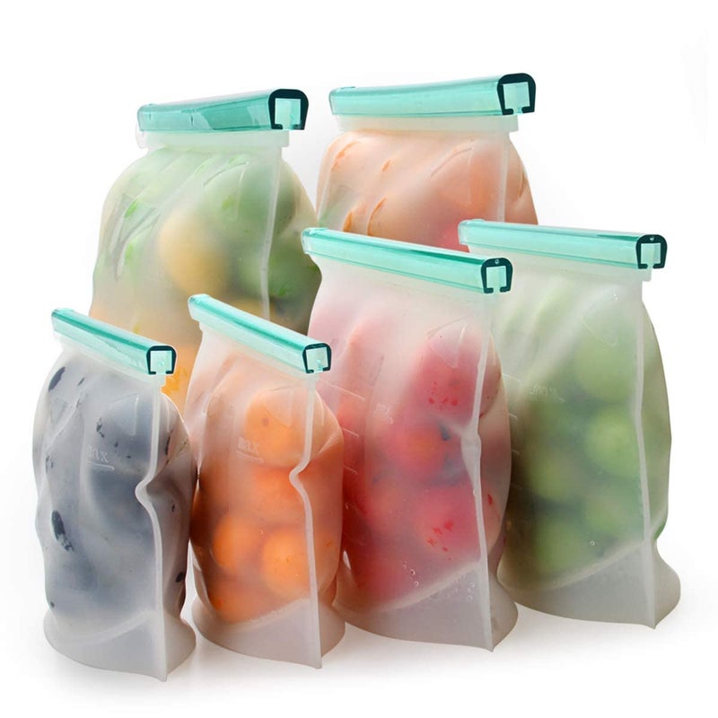 Cadrim ?Upgrade?Cadrim Reusable Extra Thick Silicone Food Storage Bags - 6 Packs Zipper Freezer Bags For Marinate Meats Sandwich  Snack  Cereal Fruit Meal Prep  Leakproof  Dishwasher-Safe Lunch Storage Bags - Image 1