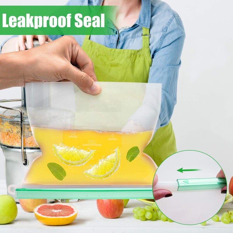 Cadrim ?Upgrade?Cadrim Reusable Extra Thick Silicone Food Storage Bags - 6 Packs Zipper Freezer Bags For Marinate Meats Sandwich  Snack  Cereal Fruit Meal Prep  Leakproof  Dishwasher-Safe Lunch Storage Bags - Image 4
