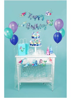Merrilulu Mermaid And Narwhal Happy Birthday Banner Watercolor Mermaid Bunting Under The Sea Birthday Party Supply Customize With Age Number  - Image 2