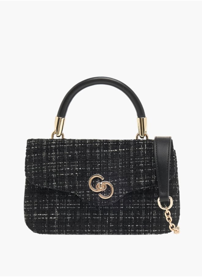 Celeste Womens Textured Tweed Satchel Bag With Detachable Chain Strap  - Image 1