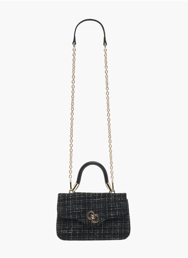 Celeste Womens Textured Tweed Satchel Bag With Detachable Chain Strap  - Image 2