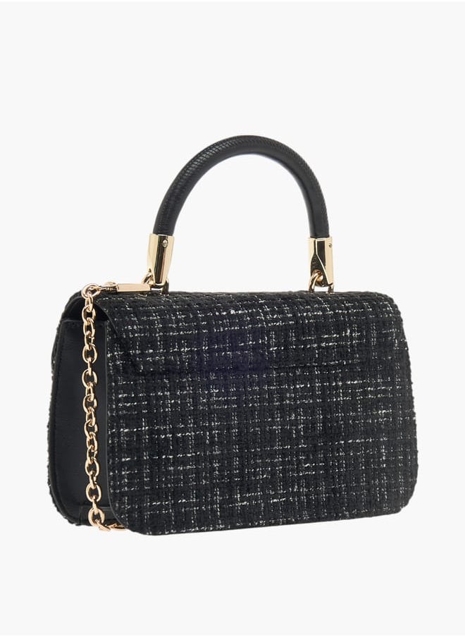Celeste Womens Textured Tweed Satchel Bag With Detachable Chain Strap  - Image 3