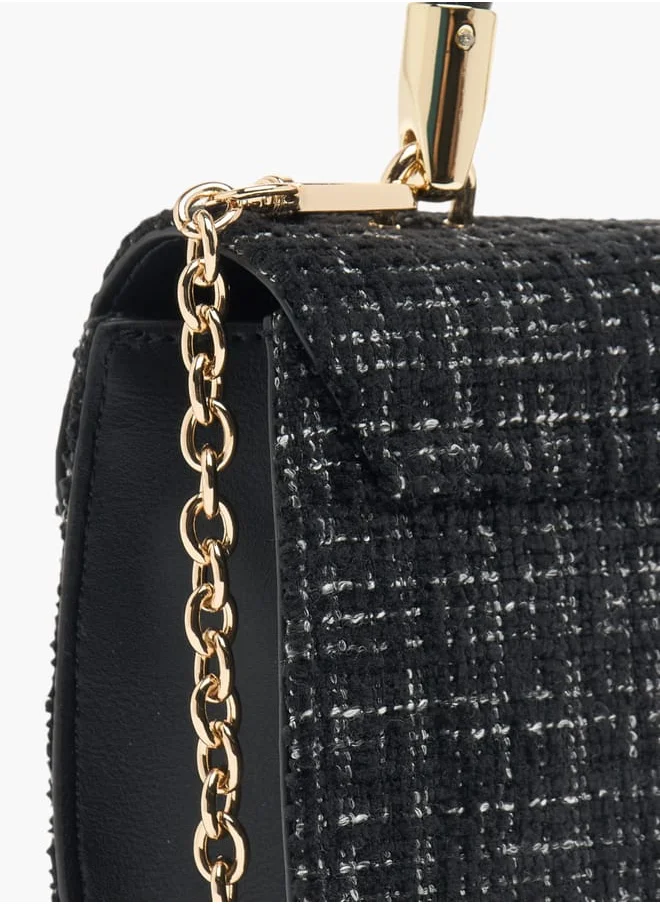 Celeste Womens Textured Tweed Satchel Bag With Detachable Chain Strap