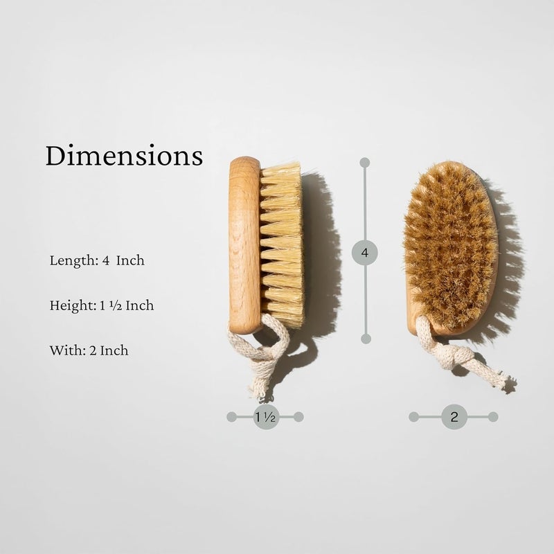 KONEX Bath Brush Set Exfoliating Shower Scrubber Dry Brushing Body Brush Set Pore Opening Beechwood Handle with Natural Bristle Large 15 Plus Small Face Brush - Image 4