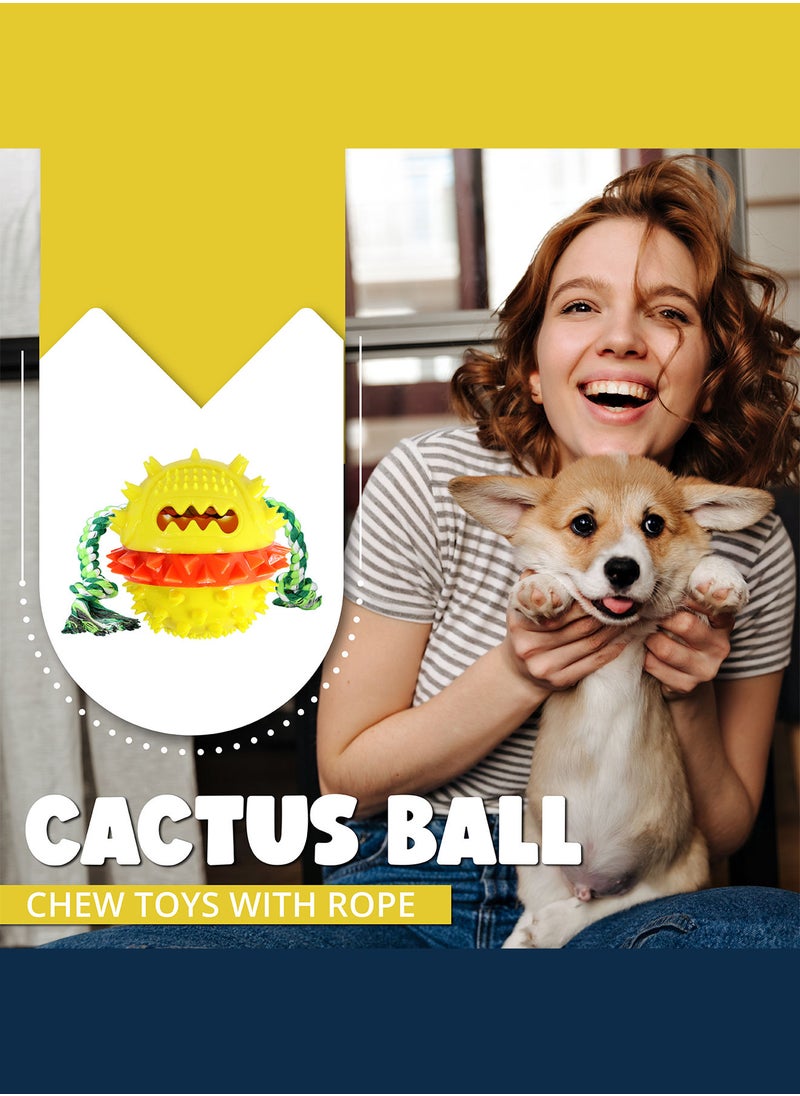 CHEWY BONE - Dog chew toy treat dispensing ball with rope squeaky ball for large and medium dogs - Image 1