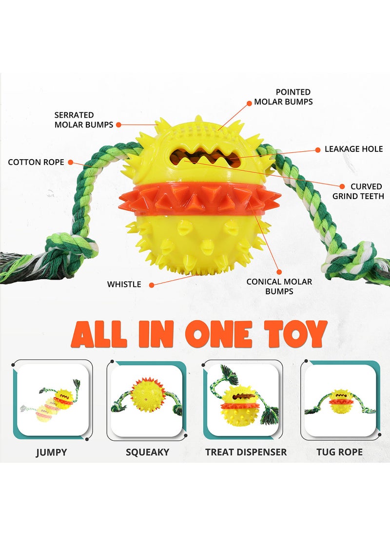 CHEWY BONE - Dog chew toy treat dispensing ball with rope squeaky ball for large and medium dogs - Image 1