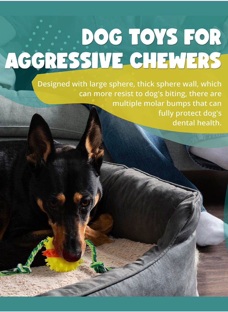 CHEWY BONE - Dog chew toy treat dispensing ball with rope squeaky ball for large and medium dogs - Image 1