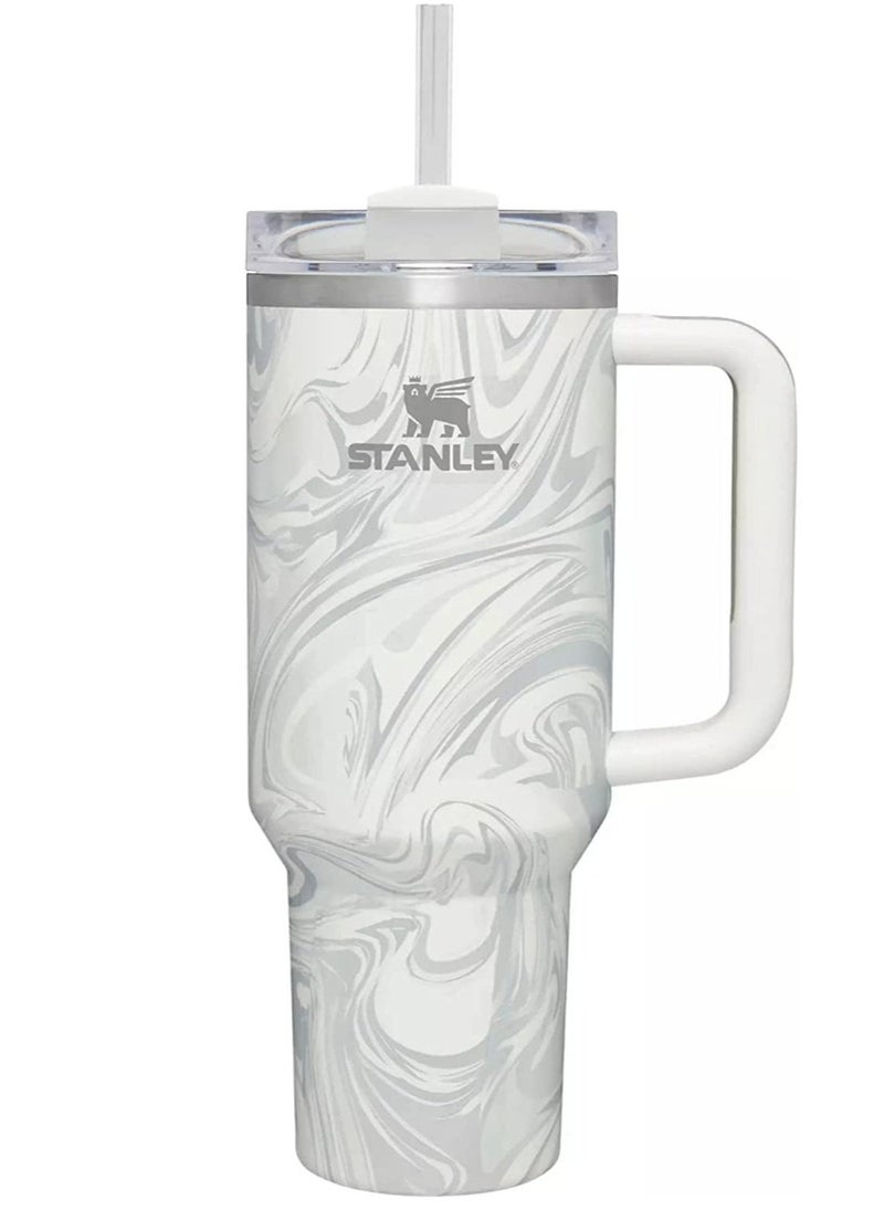 Stanley Quencher H2.0 FlowState 40 oz Rose Quartz Swirl Tumbler with Lid & Straw, Vacuum Insulated - Image 1