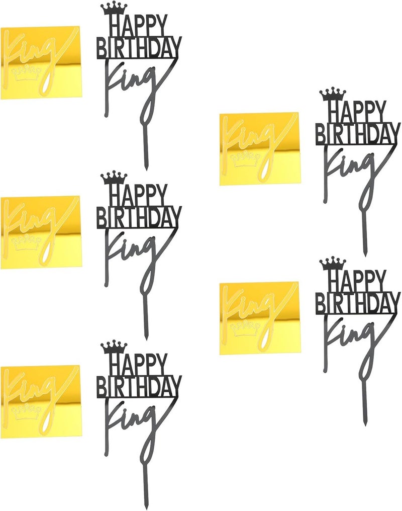 King 5pcs Birthday Cake Topper Set Acrylic Cake Insert Decorations for Birthday Desserts Cupcake Party Supplies - Image 1