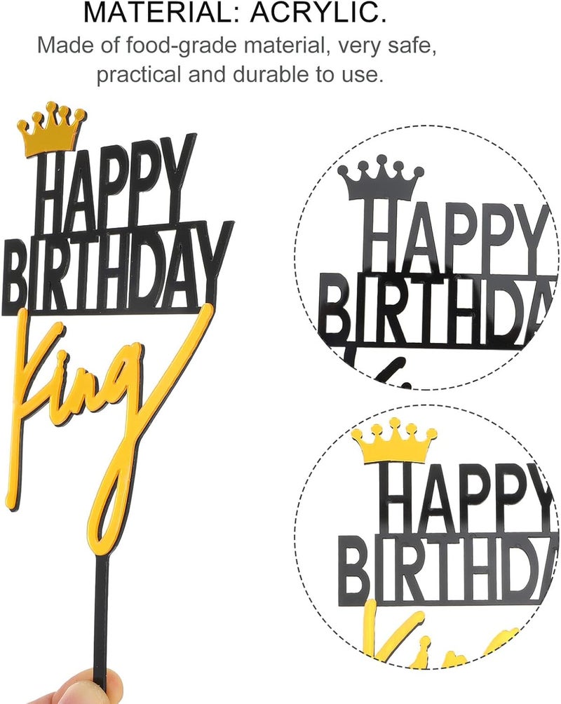 King 5pcs Birthday Cake Topper Set Acrylic Cake Insert Decorations for Birthday Desserts Cupcake Party Supplies - Image 5