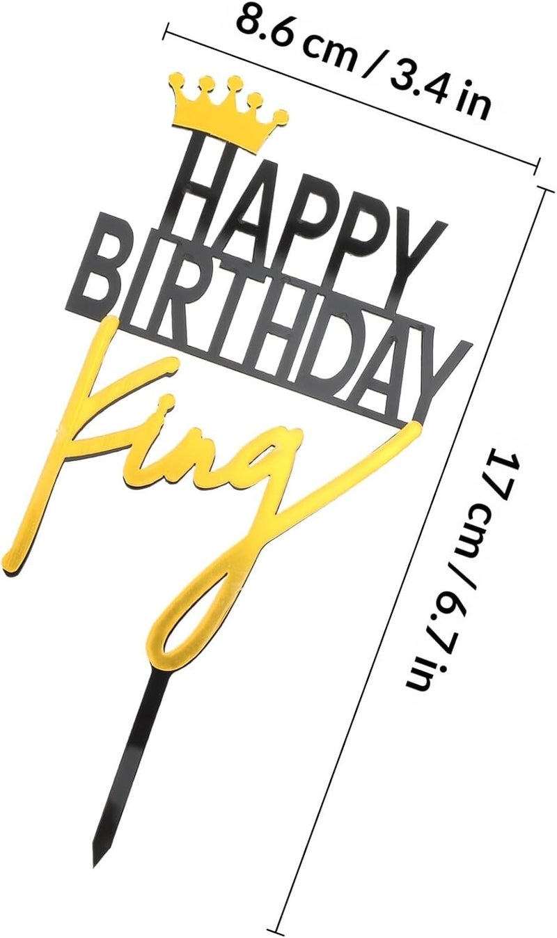 King 5pcs Birthday Cake Topper Set Acrylic Cake Insert Decorations for Birthday Desserts Cupcake Party Supplies - Image 2