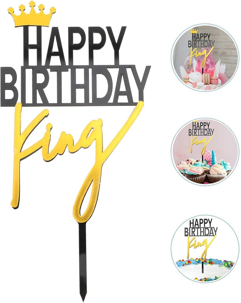 King 5pcs Birthday Cake Topper Set Acrylic Cake Insert Decorations for Birthday Desserts Cupcake Party Supplies - Image 3