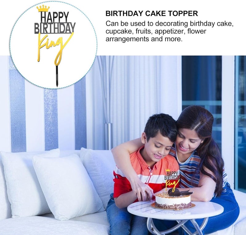King 5pcs Birthday Cake Topper Set Acrylic Cake Insert Decorations for Birthday Desserts Cupcake Party Supplies - Image 4