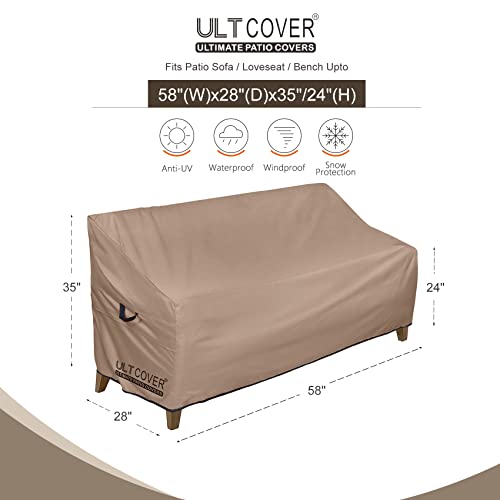 ULTCOVER Waterproof Outdoor Sofa Cover - Heavy Duty Patio Bench Covers 58W x 28D x 35H inch - Image 2