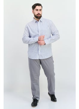 Algspar Men Regular Fit Long Sleeves Stripe Casual Shirt, White  - Image 4