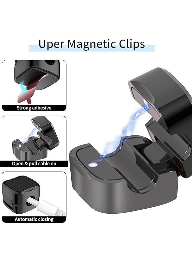 erorex Cable Organizer Magnetic Cable Clips Desk Wall Organizer Phone Usb Charger Holder Useful For Power Cords Usb Cables Tv Cables Pc 6 Pack - Image 3