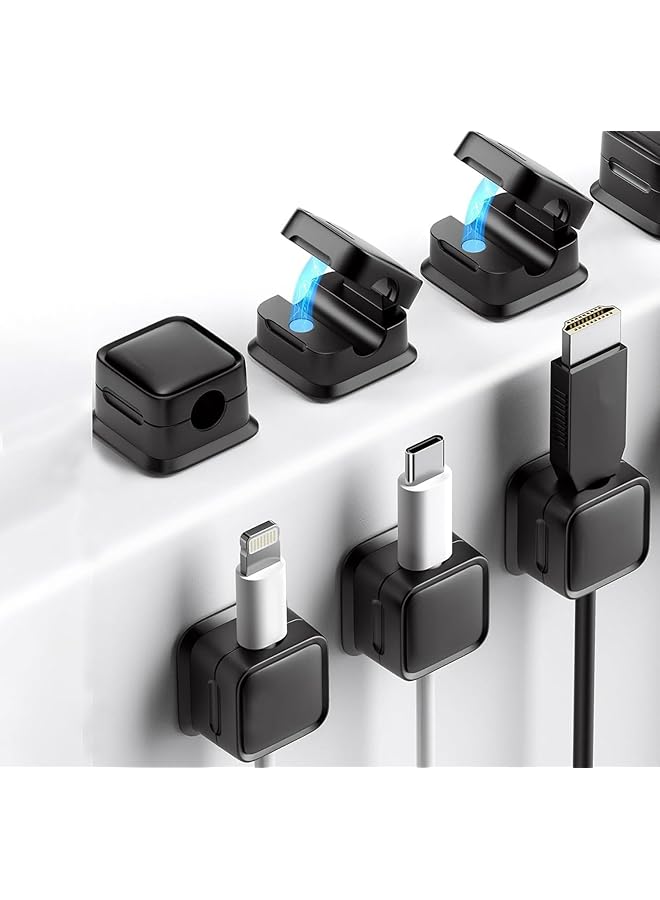 erorex Cable Organizer Magnetic Cable Clips Desk Wall Organizer Phone Usb Charger Holder Useful For Power Cords Usb Cables Tv Cables Pc 6 Pack - Image 1