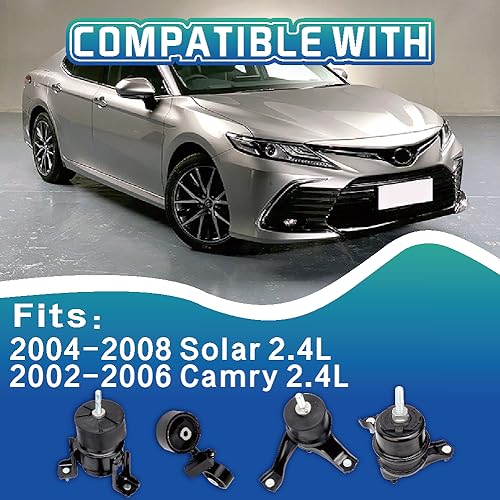 YBDDZH Engine Motor and Transmission Mount Kit Compatible with Camry 2002-2006 2.4L & Solara 2004-2008 2.4L Auto Transmission, Replace OE A4203 A4204 A4207 A4211, Set of 4 - Image 2