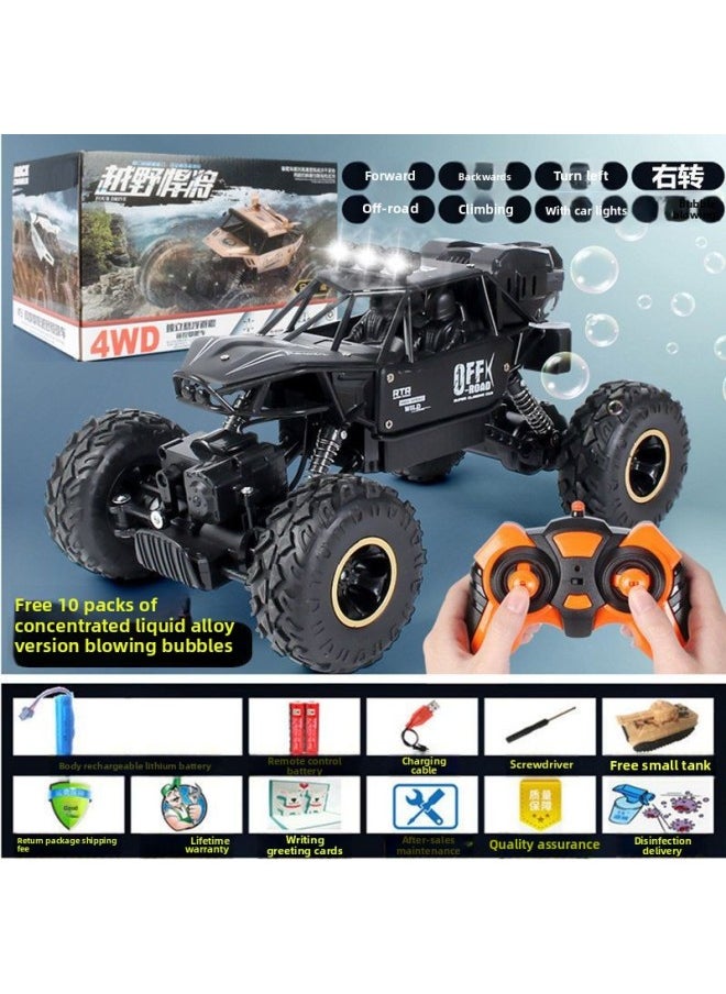 Generic - Direct Bubble Blowing Remote Control Alloy Four-wheel Drive Off-road Vehicle Bubble Machine Toy Car High-speed Climbing Car Boy-Color:Alloy Bubble Blowing Off-road Vehicle [Lamp + Bubble Blowing + Four-wheel Drive] Black - Image 1