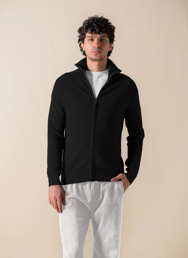 SHAPES KNITTED ZIP-UP CARDIGAN