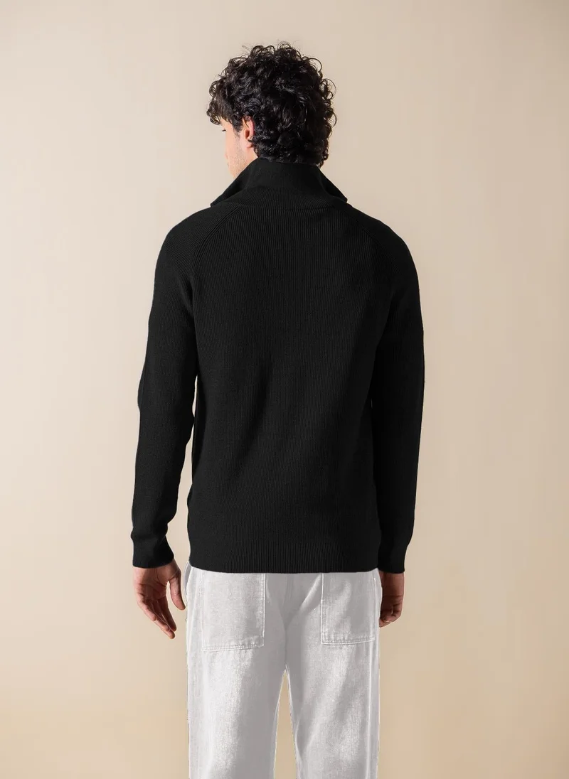 SHAPES KNITTED ZIP-UP CARDIGAN