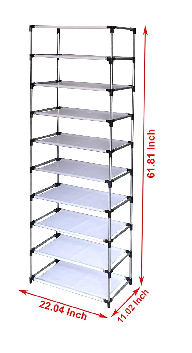 Whitecloud TRANSFORMING HOMES Whitecloud TRANSFORMING HOMES Collapsible Portable Foldable Wardrobe Storage Shelves Organizer for Clothes Racks Fabric Almirah Non Rustable Iron Storage Unit 9 Layer Grey  - Image 4