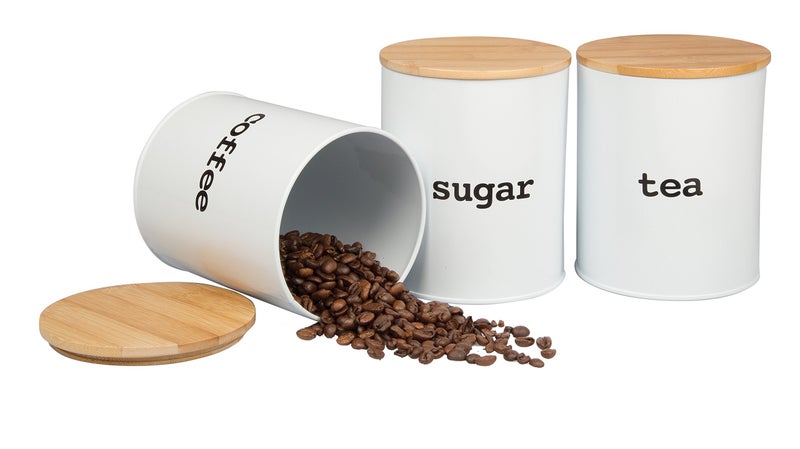 Good Cooking Kitchen Canister Set with Air Tight Bamboo Lids- 3 Food Storage Containers for Coffee, Tea and Sugar - Image 3