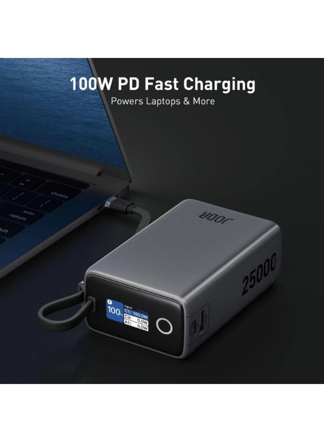 جودا بطارية متنقلة JODA NEON بقوة 100 واط بسعة 25000 ملي امبير بمنفذ تايب سي ومنفذ يو اس بي مع سلك تايب سي مدمج - Image 4