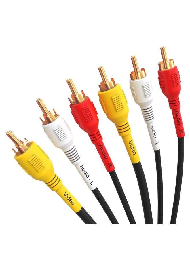 Cmple 3-Male RCA to 3-Male RCA Composite Video Audio A/V AV Cable Gold Plated - 50 Feet - Image 4