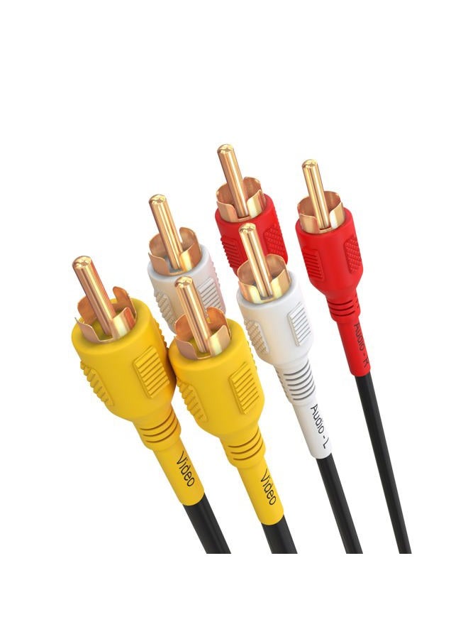 Cmple 3-Male RCA to 3-Male RCA Composite Video Audio A/V AV Cable Gold Plated - 50 Feet - Image 1